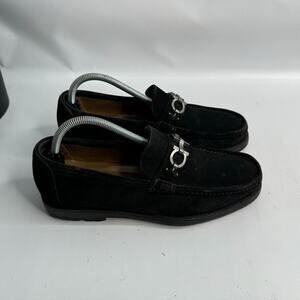 SALVATORE FERRAGAMO Men’s Diego Black Suede Horse‎ Bit Loafers US 7.5